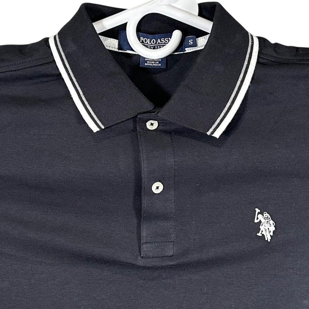 US Polo Assn Mens Tipped Interlock Polo Shirt Black Luxury Feel‎ Small New